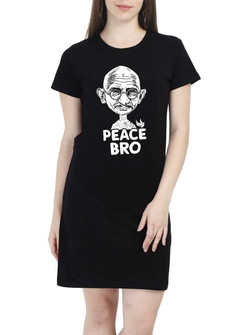 Peace Bro Special  Women Black Fun T-Shirt Dress