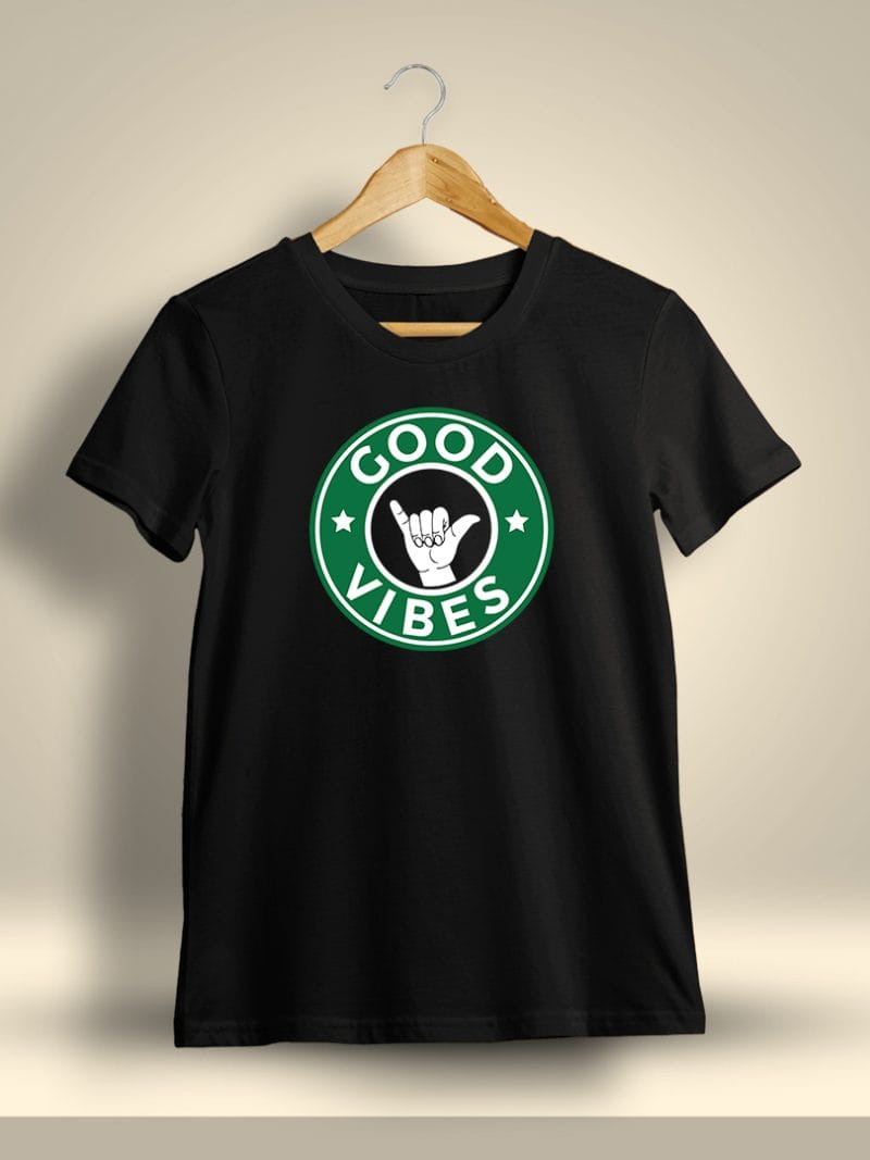 Good Vibes Typography T-Shirt For Men - Half Sleeve