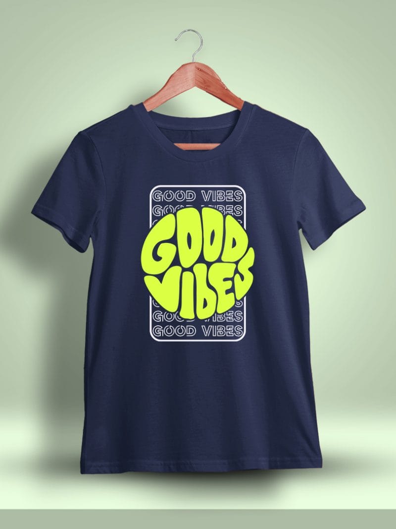 Good Vibes Typography T-Shirt For Men - Half Sleeve