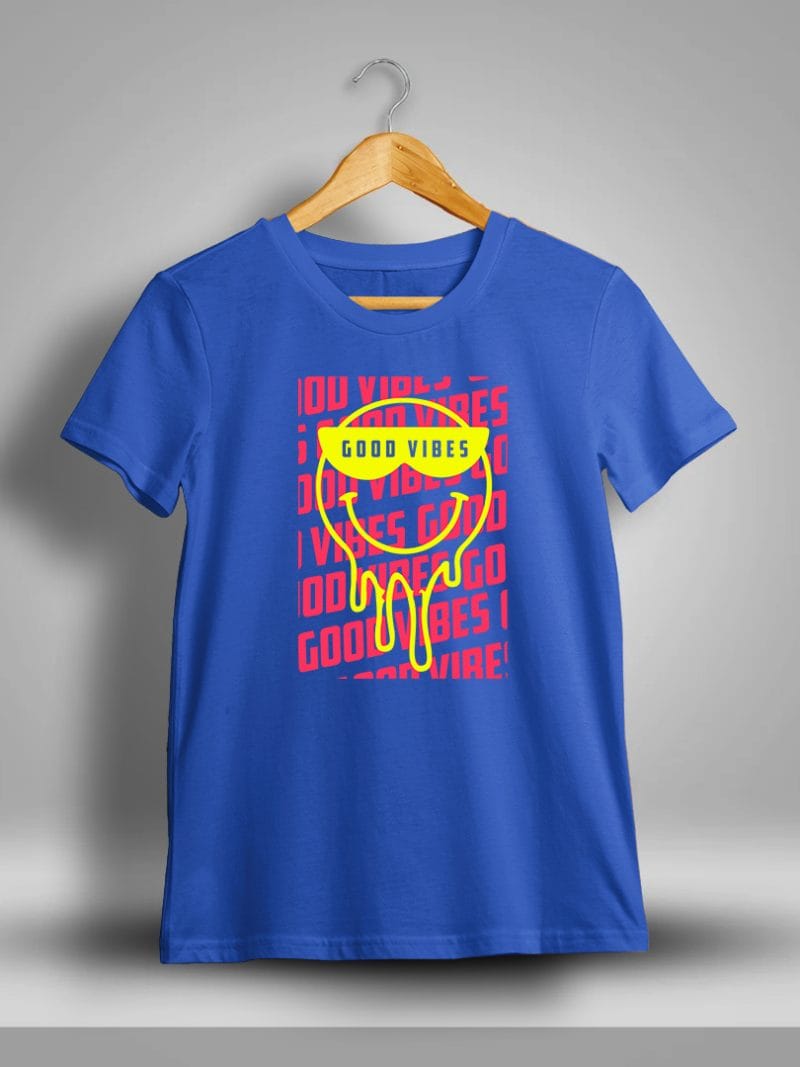 Good Vibes Typography T-Shirt For Men - Half Sleeve
