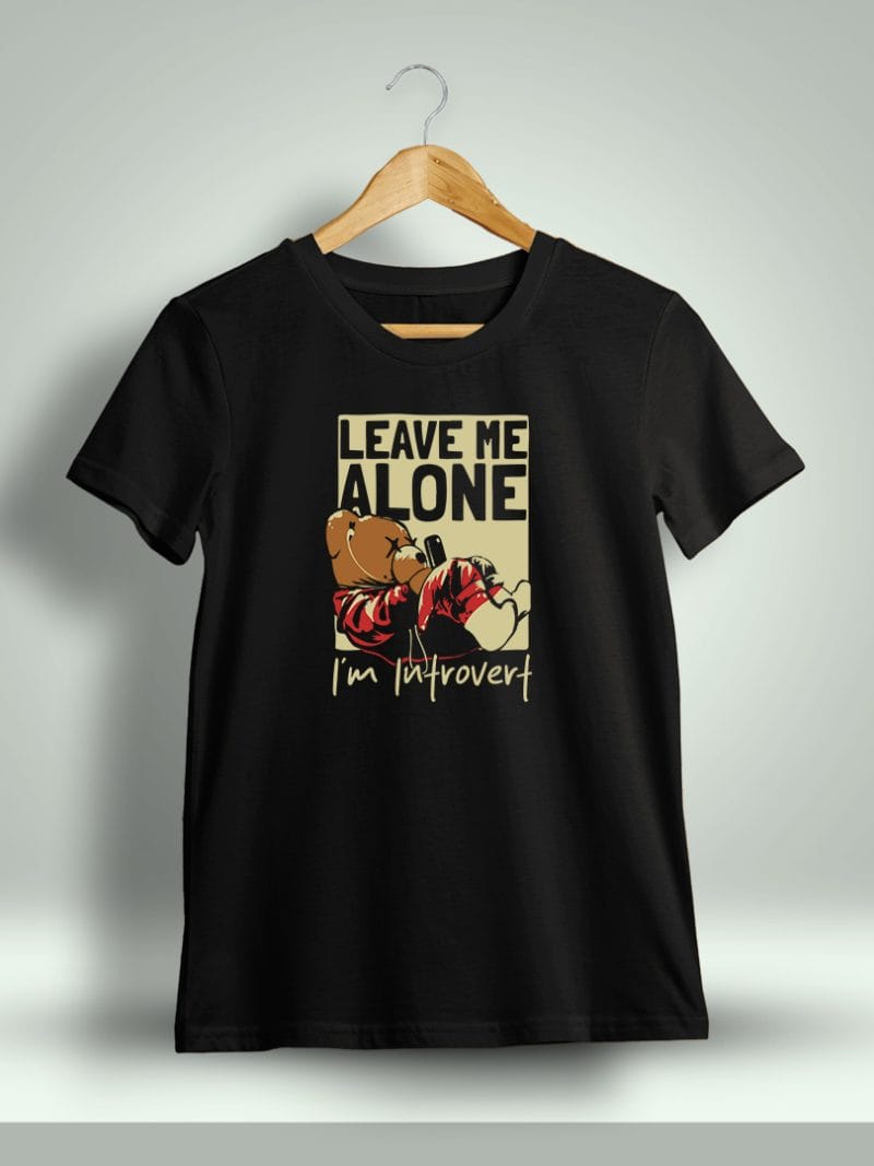 Leave Me Alone I'm Introvert Printed T-Shirt For Men - Half Sleeve