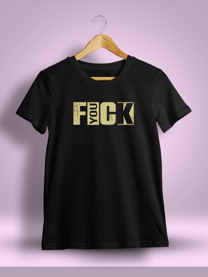 FYOUCK Printed T-Shirt For Men - Half Sleeve Black