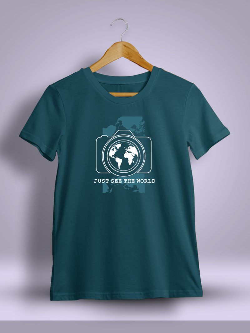 Just See The World Photography Printed T-Shirt For Men - Half Sleeve