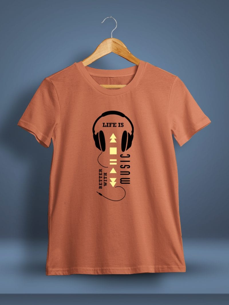 Life Is Better With Music Printed T-Shirt For Men - Half sleeve
