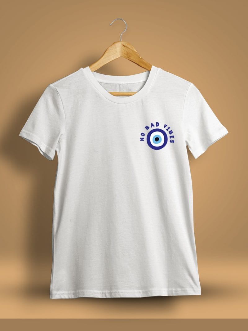No Bad Vibes Pocket Printed T-Shirt For Men - Half Sleeve