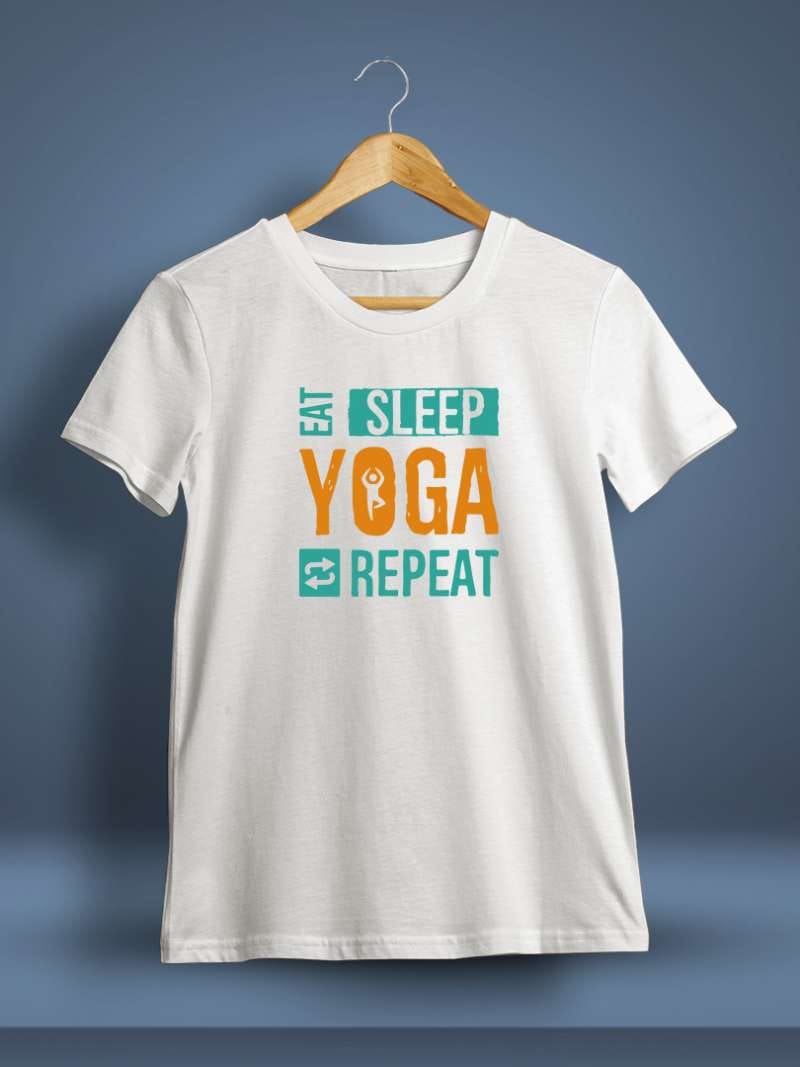 Eat Sleep Yoga Repeat Printed T-Shirt For Men - Half sleeve